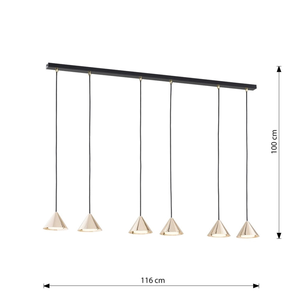 Lampada a sospensione Elit in acciaio nero opaco e oro