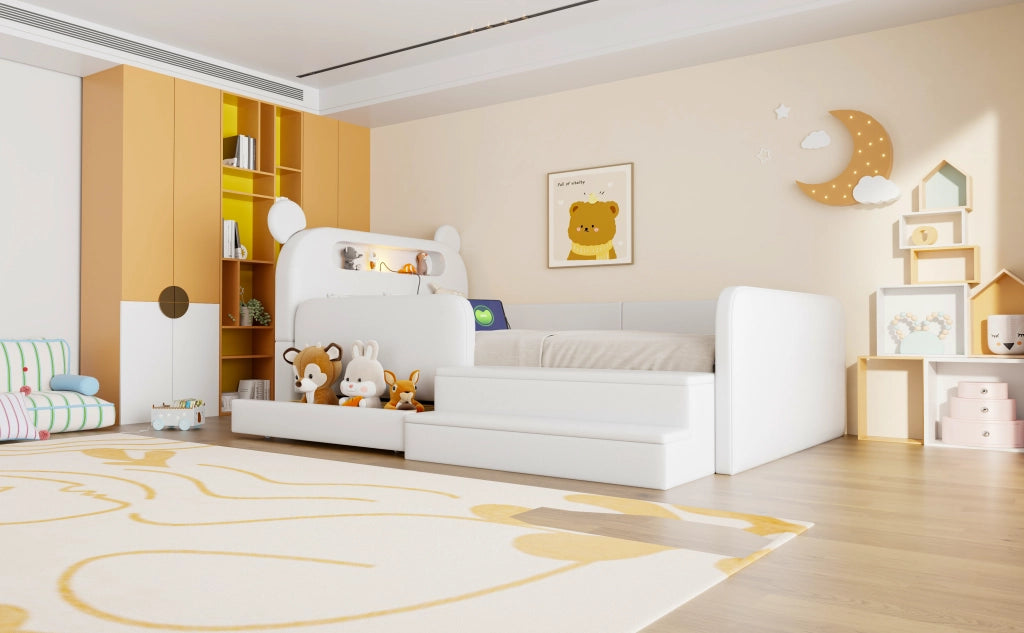 letto imbottito pelle sintetica bianco 90 x 200 cm