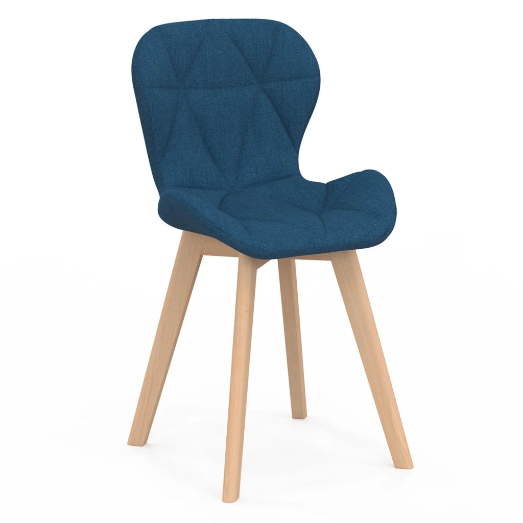 IDMarket - Set di 4 sedie ROBINE in tessuto blu anatra per sala da pranzo