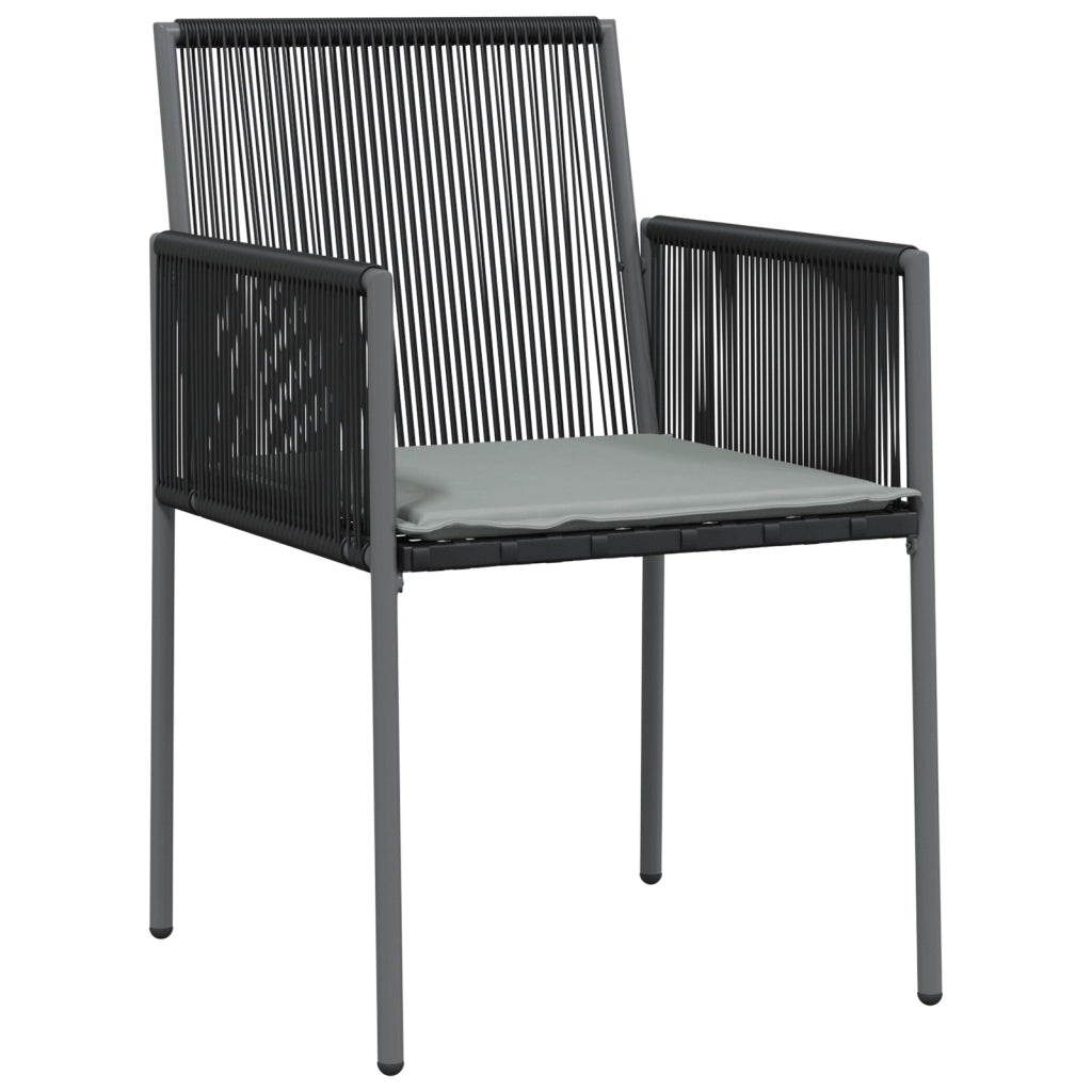 Set da pranzo da giardino in 9 pezzi con cuscini in rattan nero