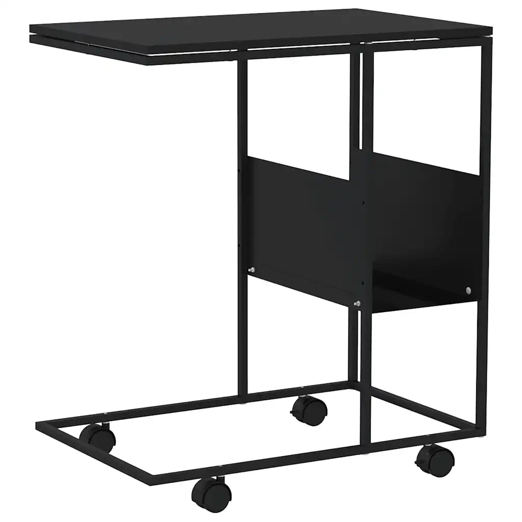 Tavolino con Ruote Nero 55x36x63,5 cm in Legno Multistrato cod mxl 63029