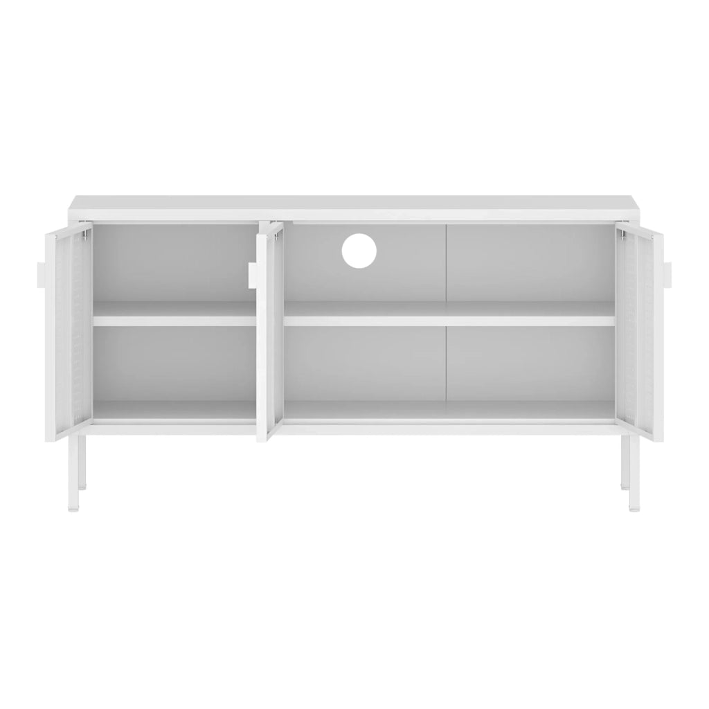 Mobile porta TV mobile porta TV per soggiorno ripiano in acciaio 114 x 40 x 60 cm bianco 03_0010056