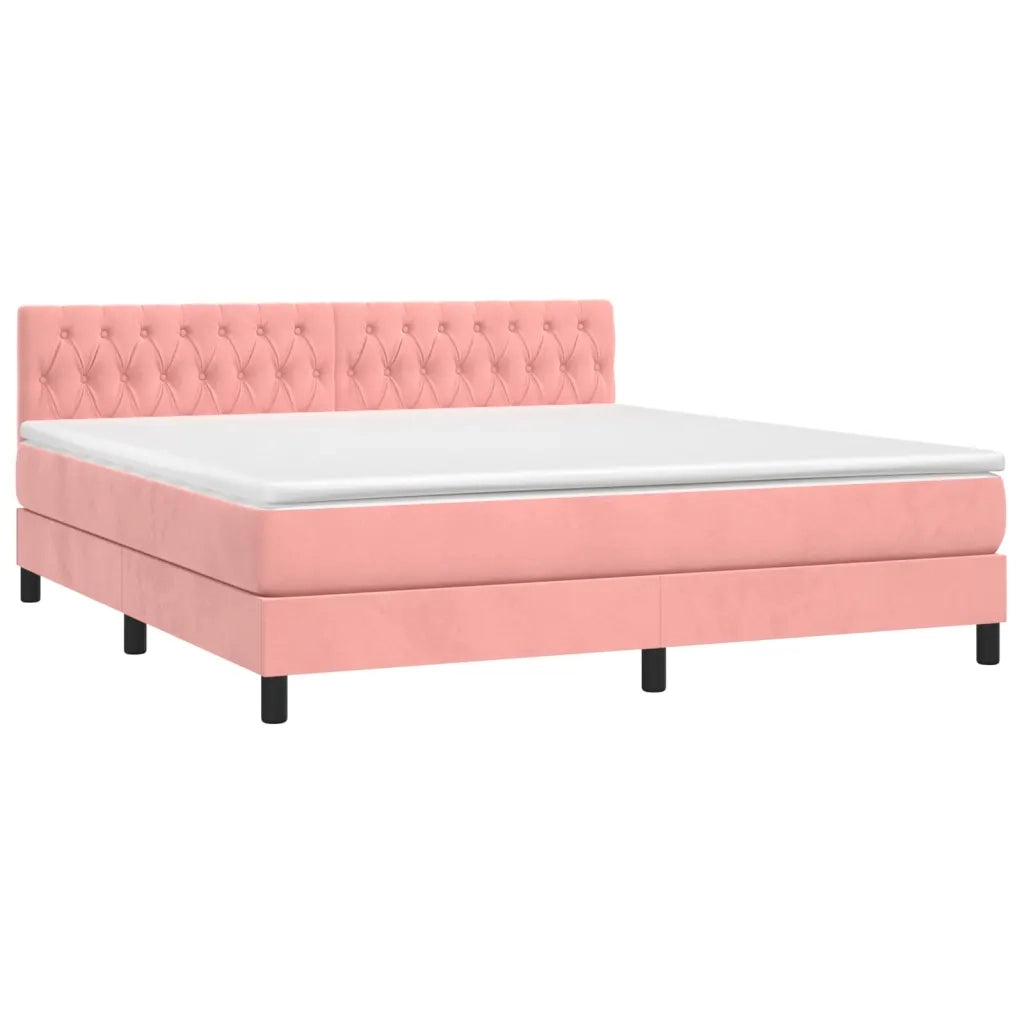 Letto a Molle con Materasso e LED Rosa 160x200 cm in Vellutocod mxl 122863