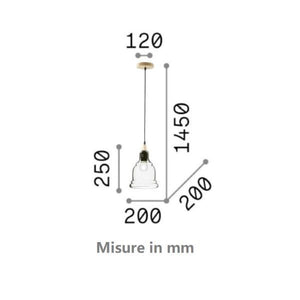 LAMPADARIO SOSPENSIONE IN VETRO 1XE27 GRETEL IDEALLUX