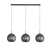 Lampadario Contemporaneo Amsterdam Acciaio Nero Vetro 3 Luci E27