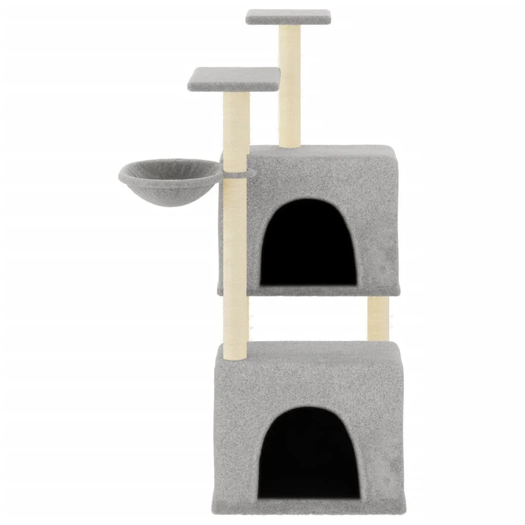 Tiragraffi per gatti torre per arrampicata giocattolo piattaforma per arrampicata con tiragraffi in sisal leggero 122 cm grigio 02_0022555