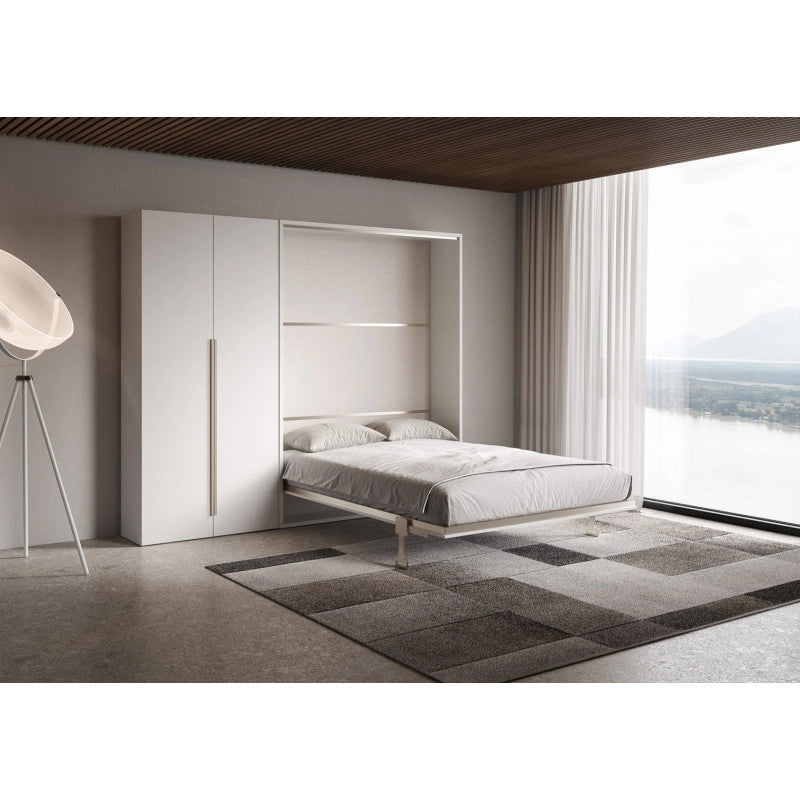 Letto matrimoniale francese a scomparsa 140 Versia con armadio sx 2 ante - Bianco