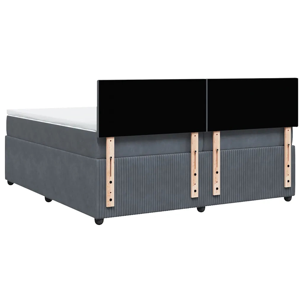 Giroletto a Molle con Materasso Grigio Scuro 200x200 cm Velluto 3290125
