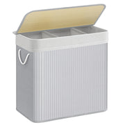Cesto portabiancheria a 3 scomparti con coperchio e manici cesto portabiancheria pieghevole da 150 litri per lavanderia/camera da letto color legno 12_0006667