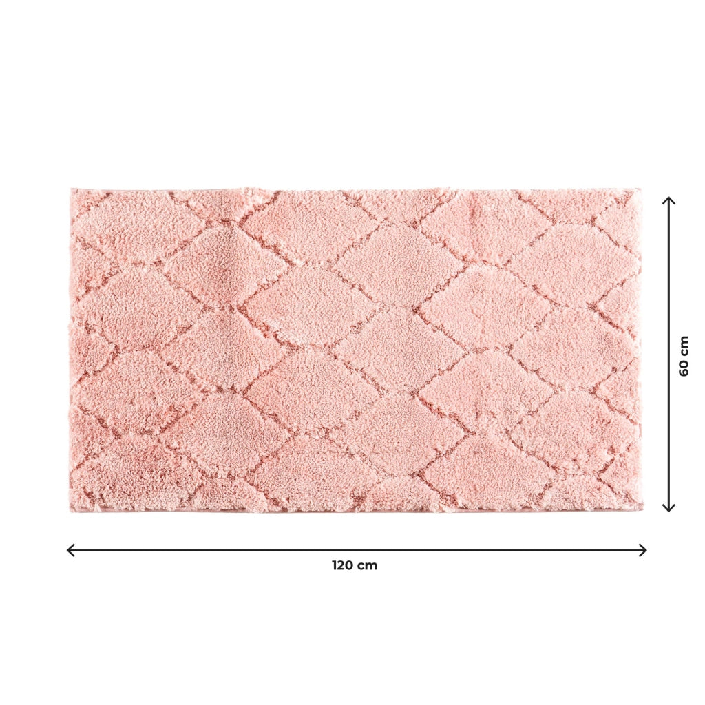 Tappeto Bagno Antiscivolo Effetto Rilievo Assorbente, Morbido, Lavabile in Lavatrice 50x80 / 60x120 cm 60x120 Cm - Rosa