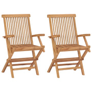 Sedie da Giardino Pieghevoli 2 pz in Legno Massello di Teak