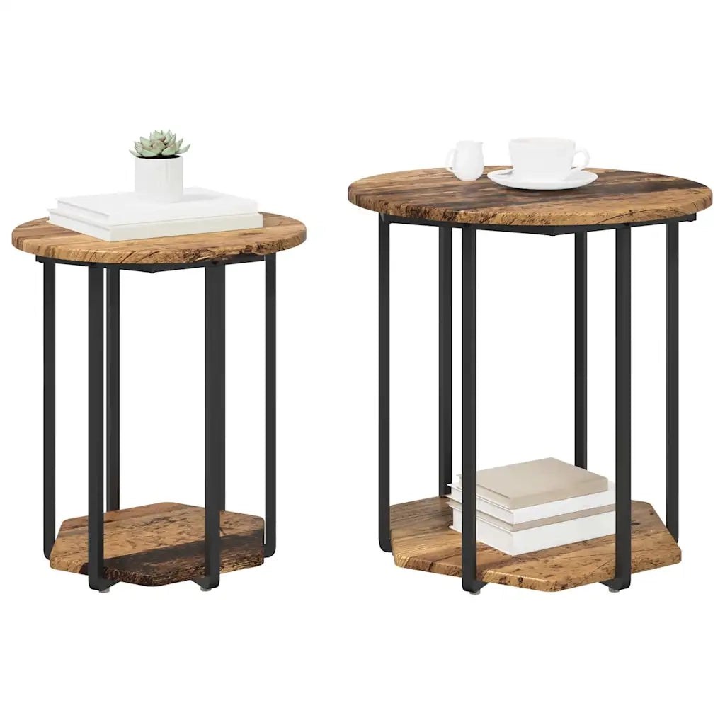 Set tavolini con lo scaffale 2 pz | Tavolo laterale Marrone