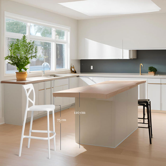 Sgabelli da bar set da 2 bianco sprint plastica polipropilene h 75 cm