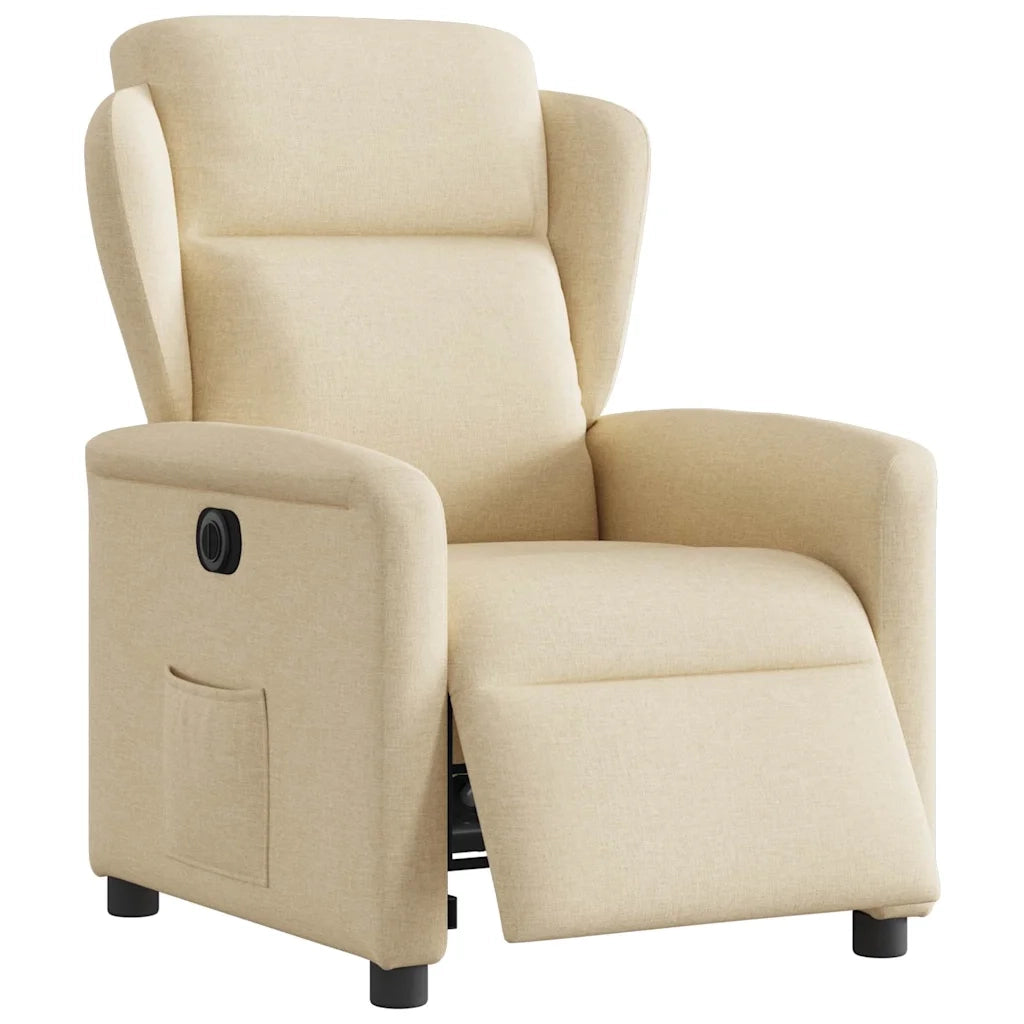 vidaXL Poltrona Elettrica Reclinabile Crema in Tessuto