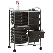 Carrello Portaoggetti XXL con 15 Cassetti Nero in Plastica 320407