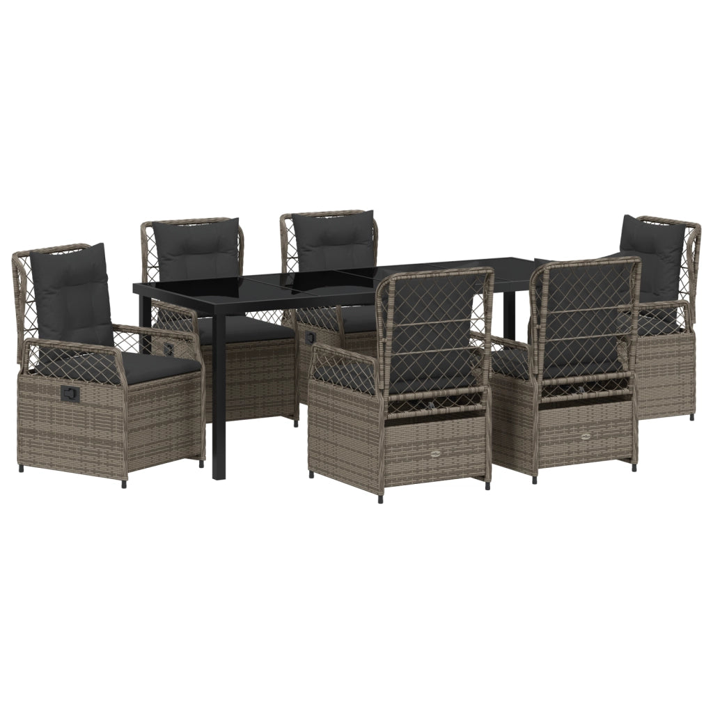 Set da Pranzo da Giardino 7 Pezzi Grigio in Rattan Polietileno