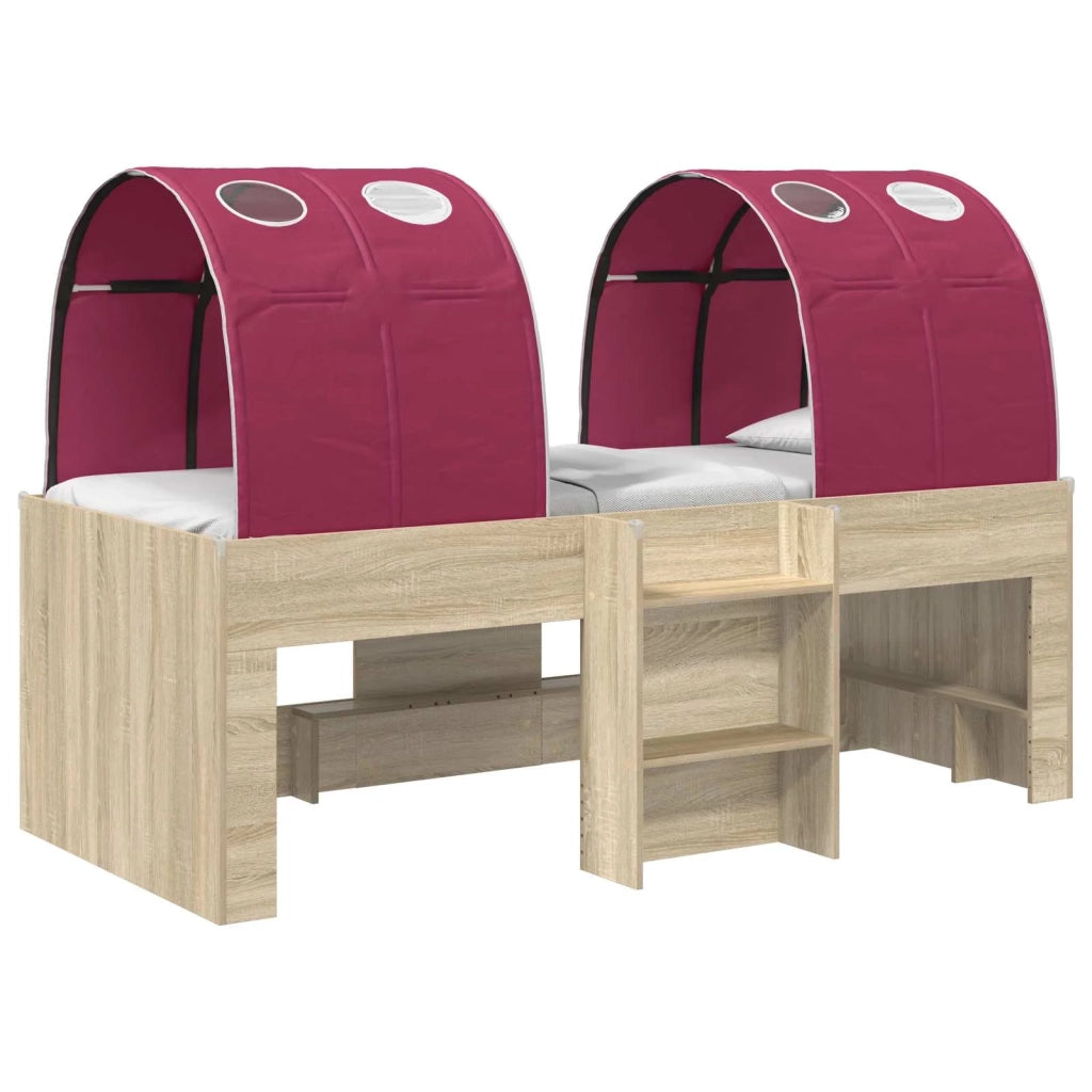 Letto Alto per Bambini con Tunnel 3 pz Rovere Sonoma e Rosso 3423543