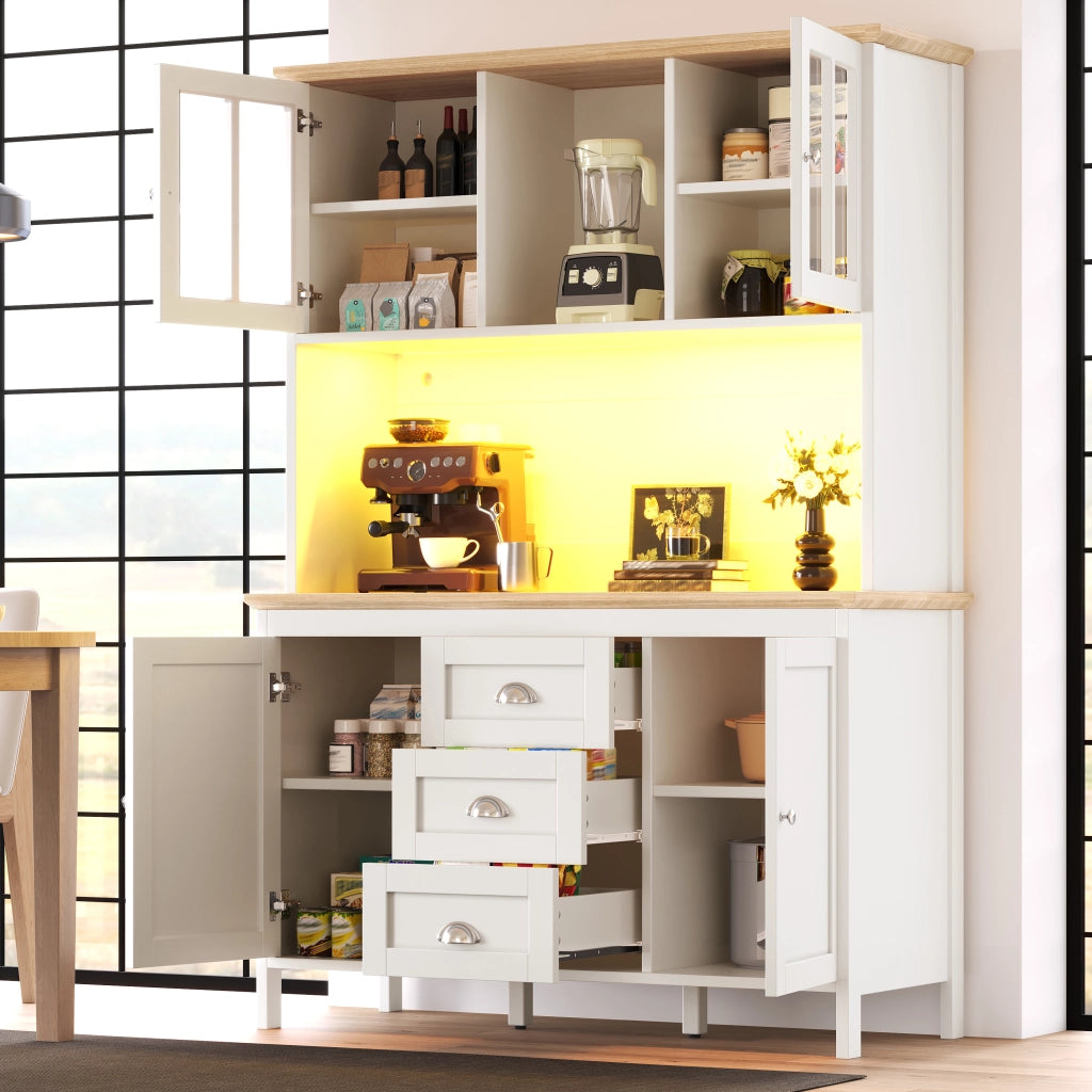 ARMADIO Alto 120x40x179 cm MDF Bianco con LED, 4 ante e 3 cassetti