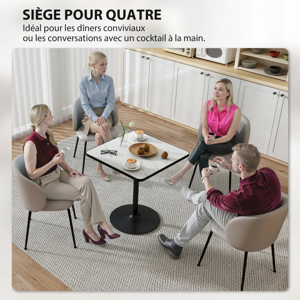 Tavolo da pranzo per 4 persone ¨C zephmum ¨C bianco, effetto marmo, 70x70 cm