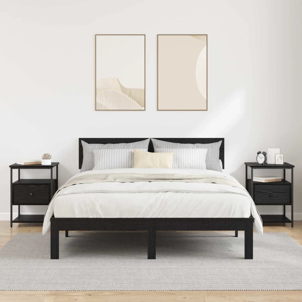 Armadio da Notte con cassetto 2 pcs Rovere Nero 40 x 42 x 56 cm
