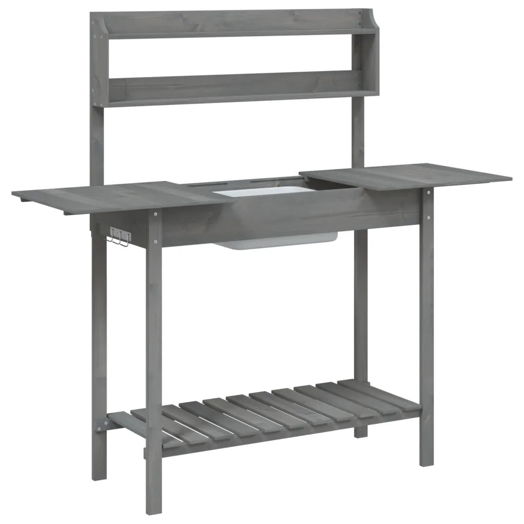 Tavolo Invaso con Lavello Grigio 147,5x44x139,5 Massello Abete CFW2202761