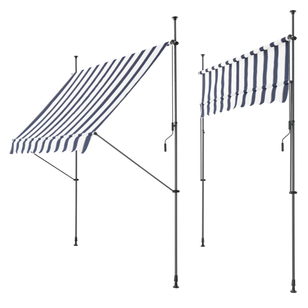 Tenda da sole telescopica in acciaio e poliestere 200 x 120 x 200-300 cm blu scuro e bianco 03_0008320