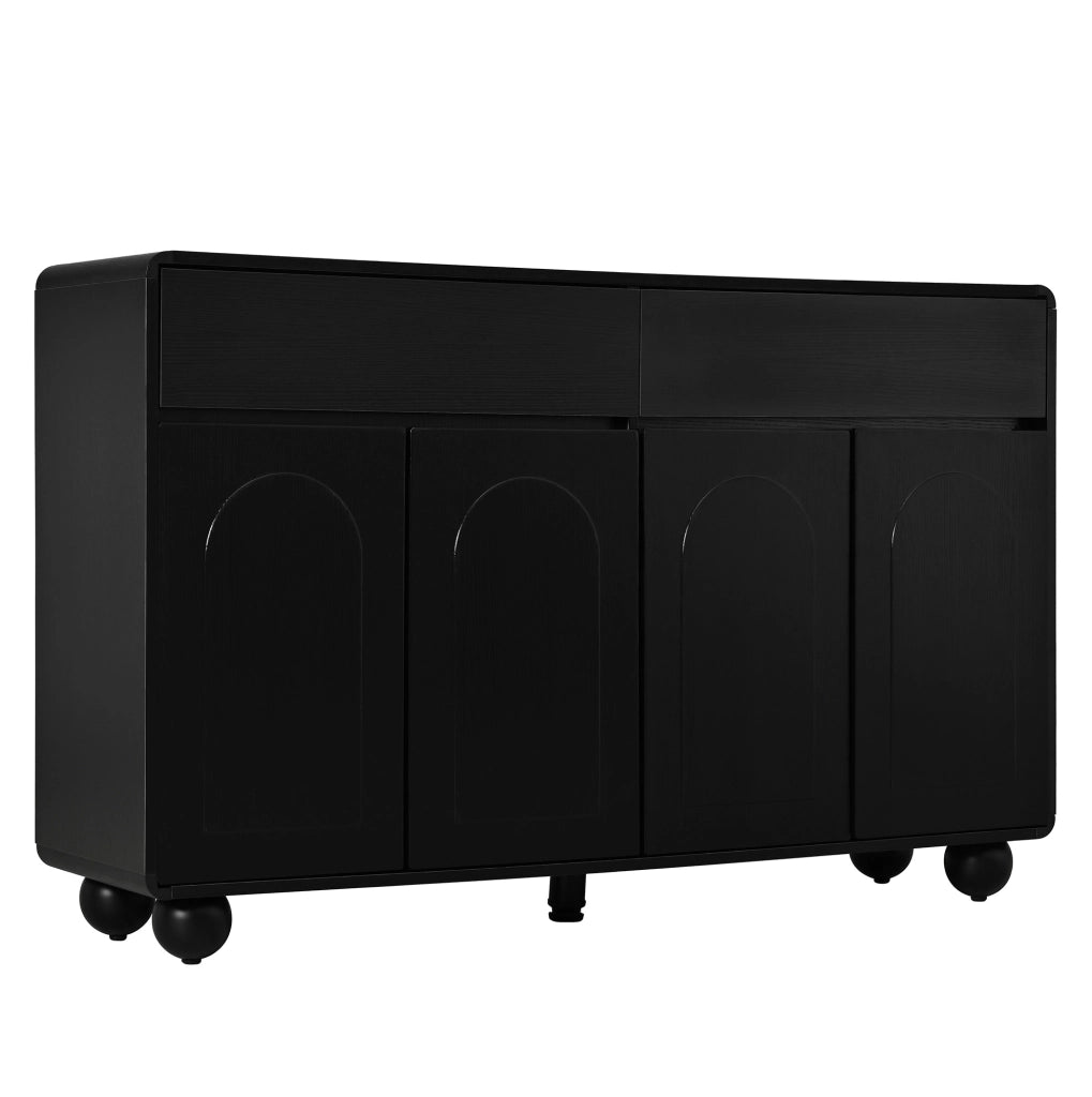 Credenza nera 140 cm con 2 cassetti e 4 ante