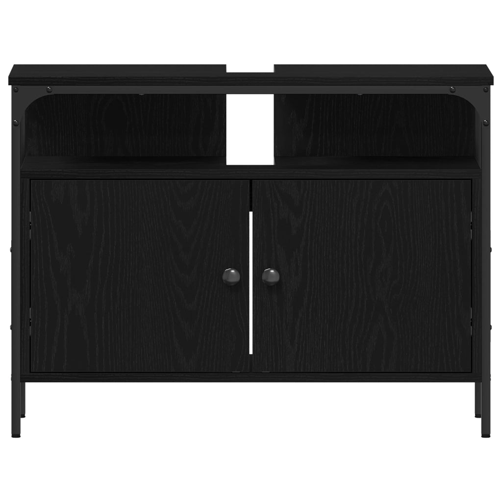 Set di mobili da bagno 3 pezzi Rovere Nero Legno ingegnerizzato