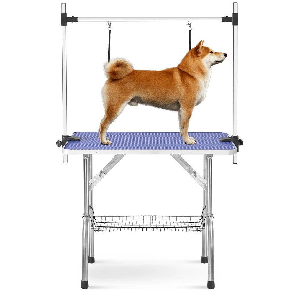 Tavolo toeletta cani pro - Xylo - 117cm blu rete+gomma
