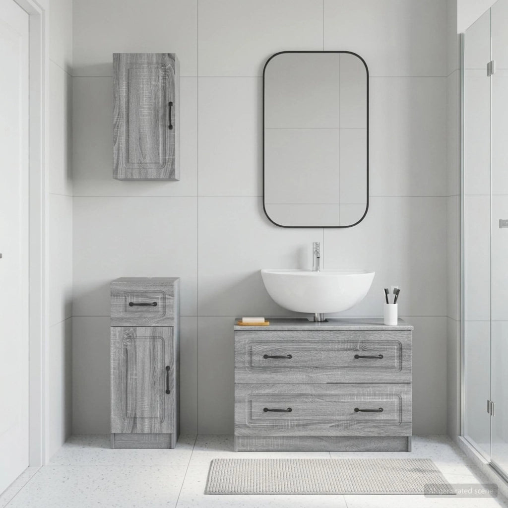 Set di armadietti da bagno in 3 pezzi UTRECHT Sonoma grigio 3417816