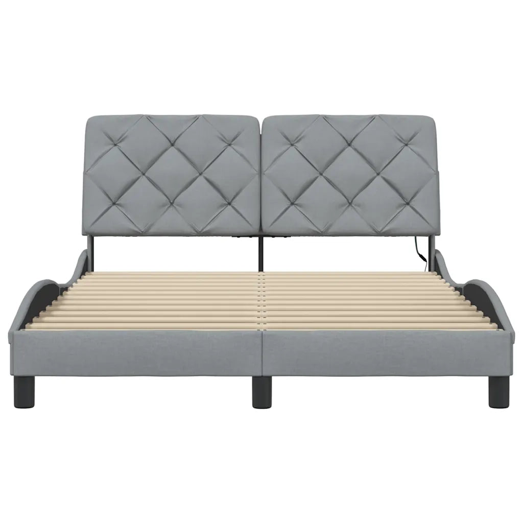 vidaXL Giroletto con LED senza Materasso Grigio Chiaro 140x190 cm
