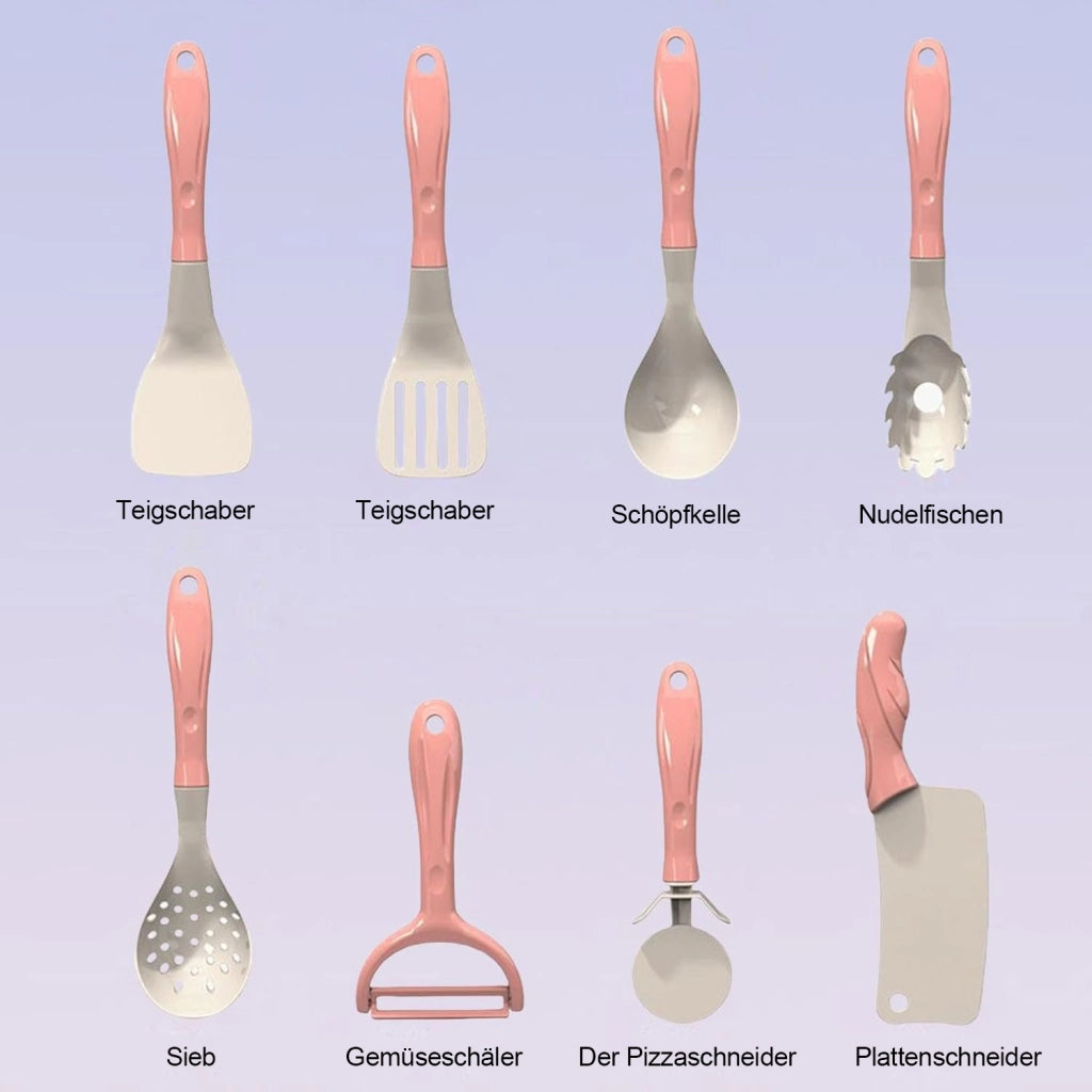 Set cucina giocattolo da 28 pezzi con utensili e alimenti simulati