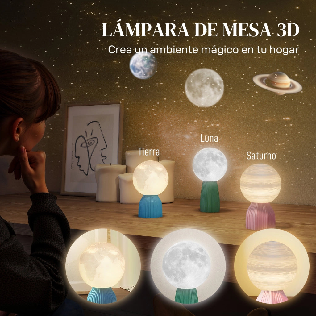 Lampada da comodino 3D set da 3 ¨C Xylo ¨C 3 colori, 10 livelli luminosit¨¤, USB, bianco