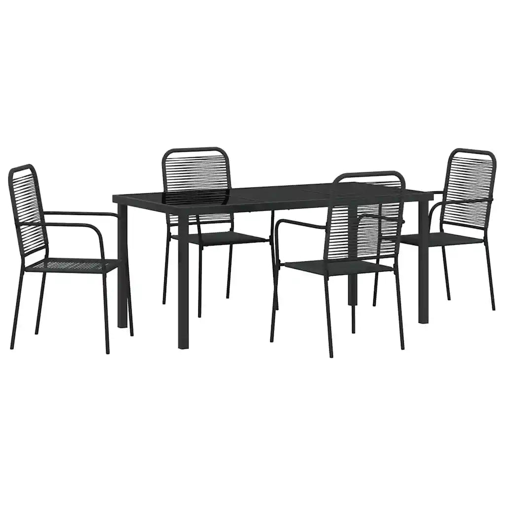 Set da Pranzo per Giardino 5 pcs Nero