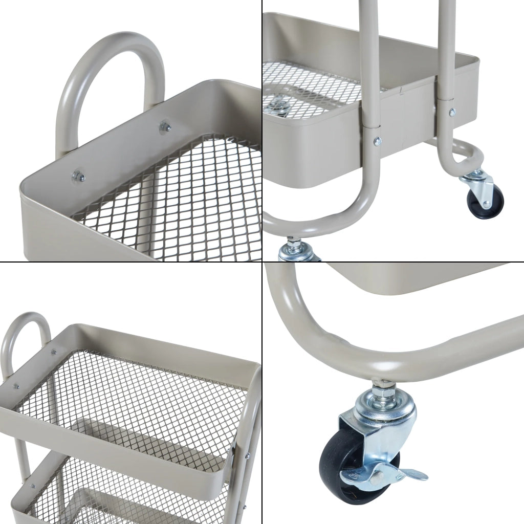 Carrello di servizio mobile contenitore per cucina/soggiorno con 4 cestelli 104 x 46 x 35 cm acciaio grigio 03_0009235