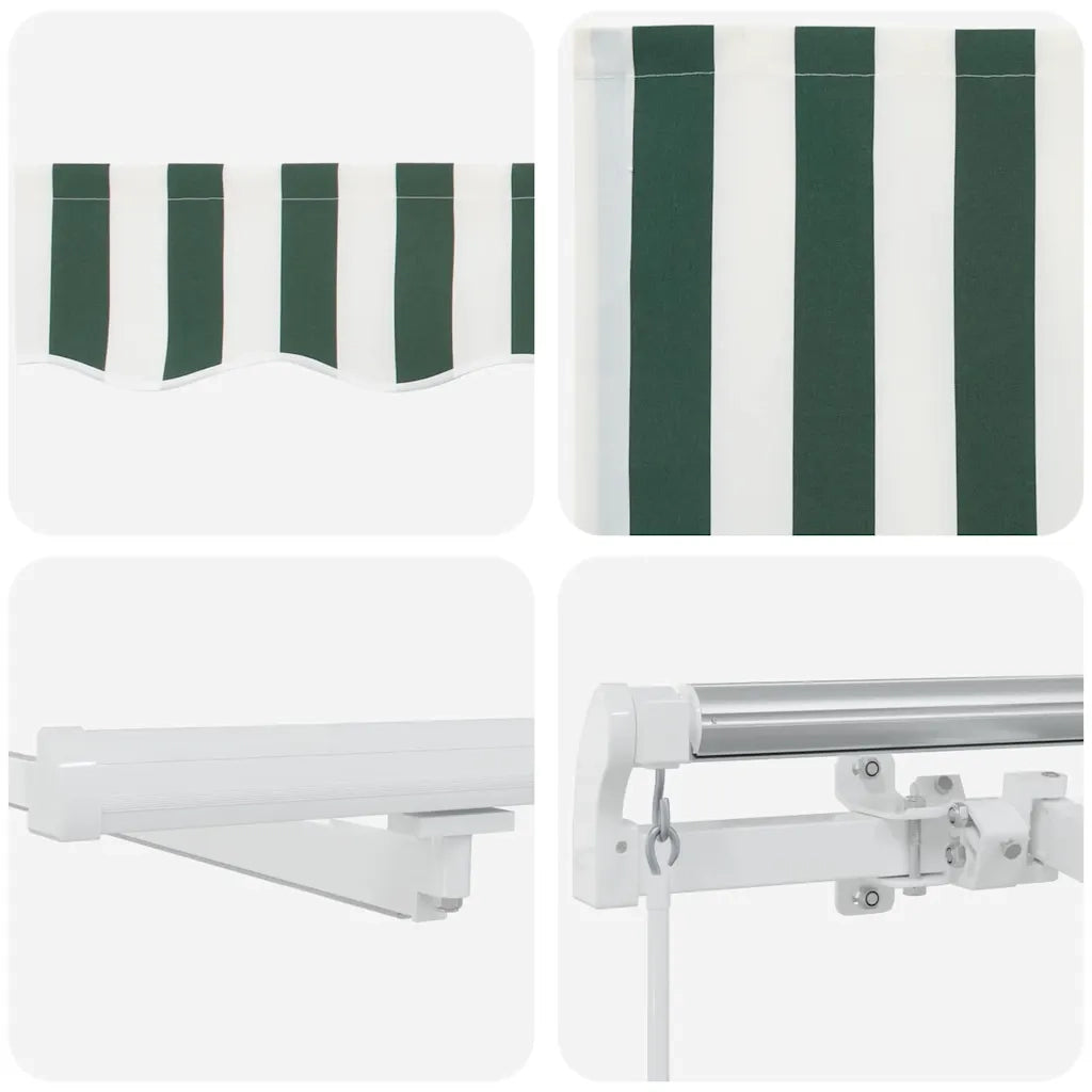 Tenda Retrattile Verde e Bianco 350 x 250 cm Tessuto e acciaio 3330466