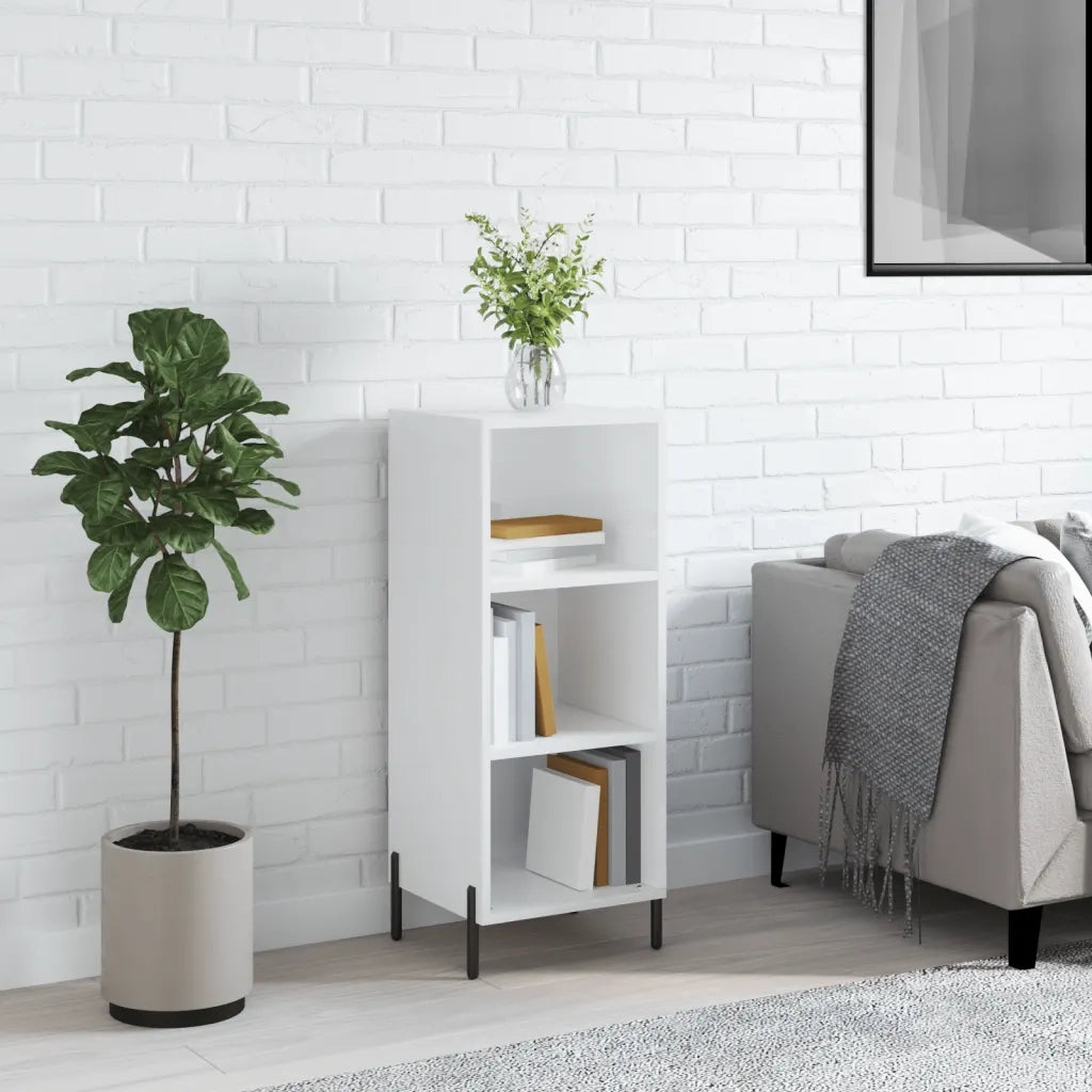 Credenza | Madia | Buffet da pranzo | Armadio da pranzo Bianco Lucido 34,5x32,5x90 cm in Legno Multistrato