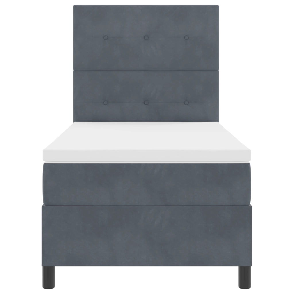 Letto Box Spring con Materasso e LED Grigio Scuro 90x200 cm Velluto