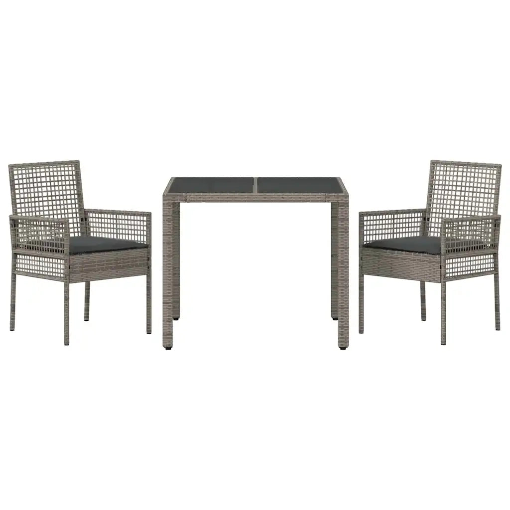 Set da Pranzo per Giardino 3 pcs Grigio polyrattan 3334871