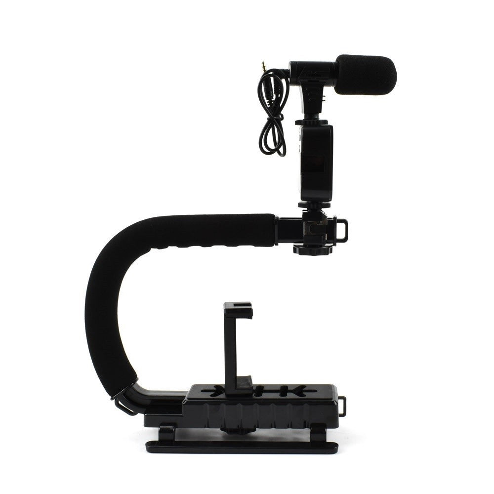 Trade Shop - Stabilizzatore Base Impugnatura U/c Q-zj010 Fotocamera Smartphone Microfono Luce Led -