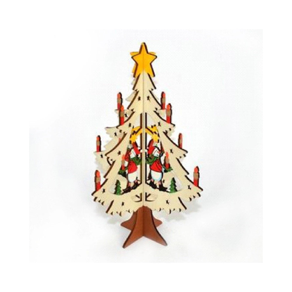 Trade Shop - Albero In Legno A Incastro Con Personaggio Natalizio Decorazioni Natalizie -