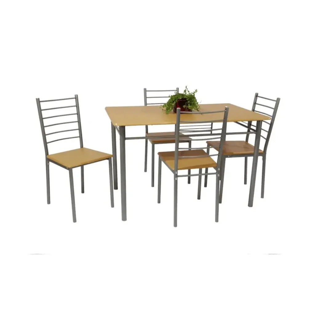 TAVOLO DA PRANZO CON SEDIE - 1 Tavolo e 4 sedie per la vostra sala da pranzo o cucina, colore wengé e grigio ANKARA.