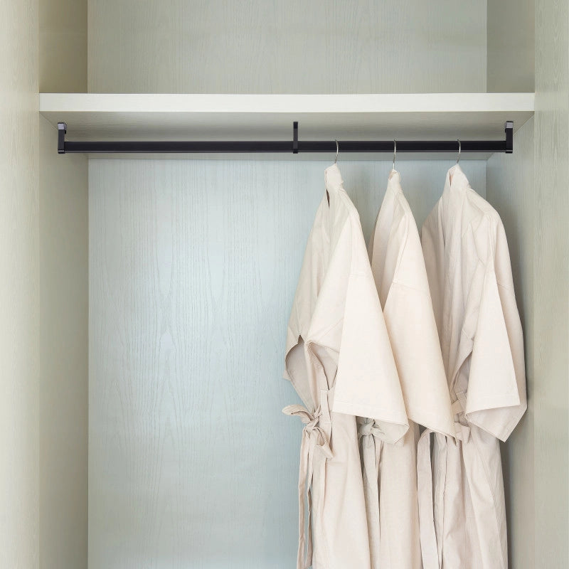 Lotto di 2 tubi appendiabiti per armadio Silk lunghezza 1,15 m con reggitubi, Alluminio e Tecnoplastica, Anodizzato op..