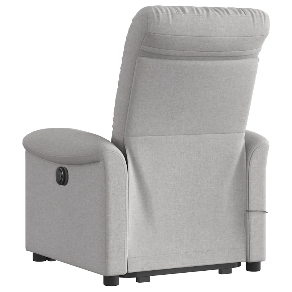 vidaXL Poltrona Alzapersona Massaggi Elettrica Grigio Nuvola Tessuto