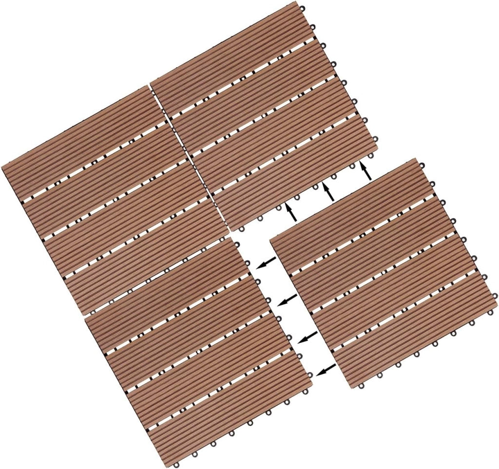 Piastrelle da Giardino in WPC 4m² Mattonelle 30x30cm Sauna Terrazza Esterno Terracotta 44 pz