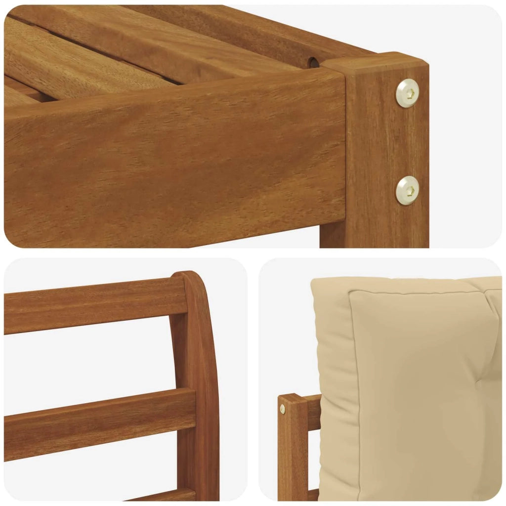 Set di divani da esterno con cuscino 9 pcs Naturale e Beige 3368036