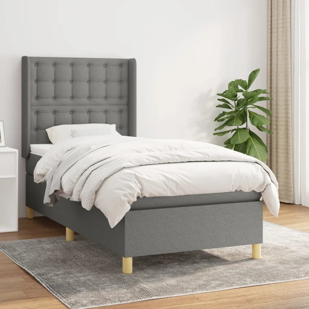 Giroletto a Molle con Materasso Grigio Scuro 100x200 cm Tessuto 3132290