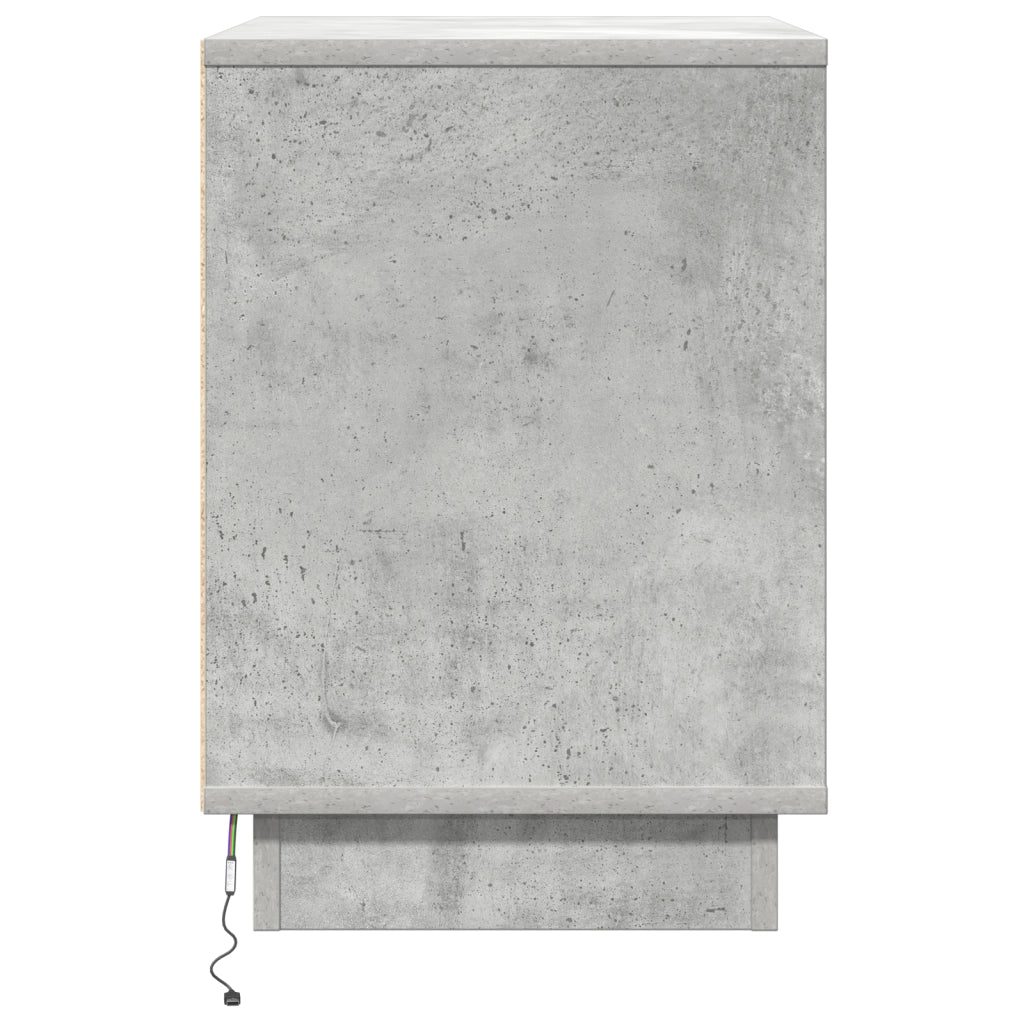 Comodino con LED Grigio Cemento 50x34.5x50 cm
