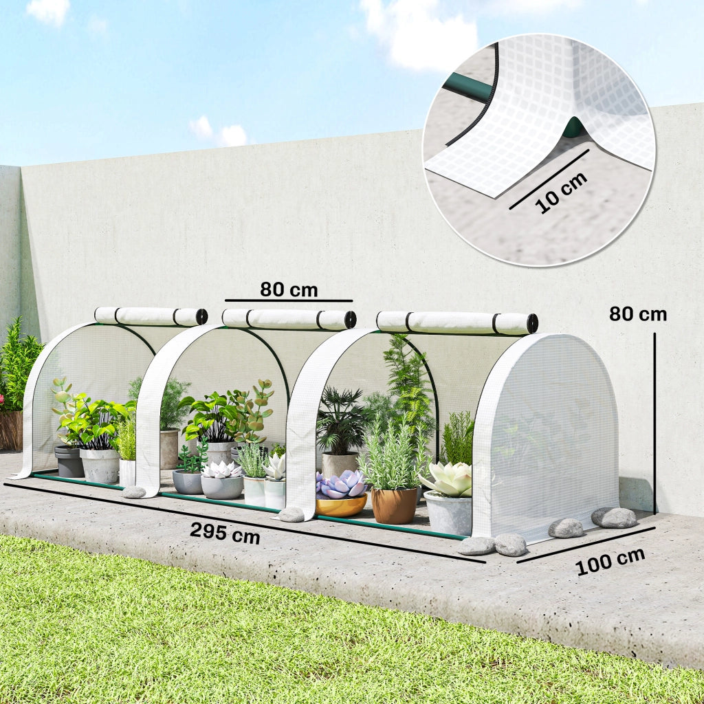 Serra da giardino 3 pezzi con finestre ¨C Minimal ¨C 300x100x80 cm bianco
