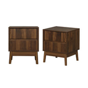 Set 2 comodini con 2 cassetti, marrone scuro naturale